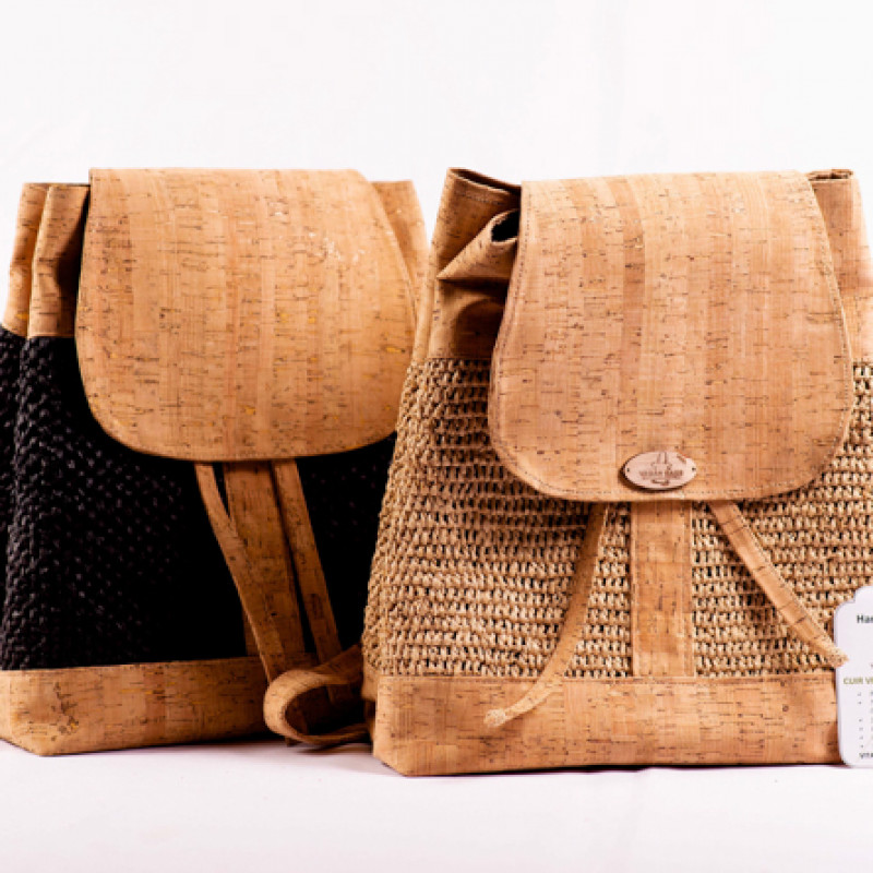 Candy Cork and Raffia Crochet Backpack - MM