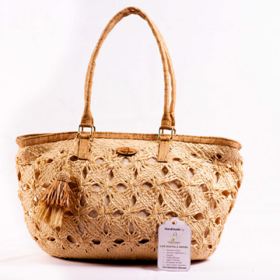 Christina Handbag - Made from Crocheted Raffia and Cork