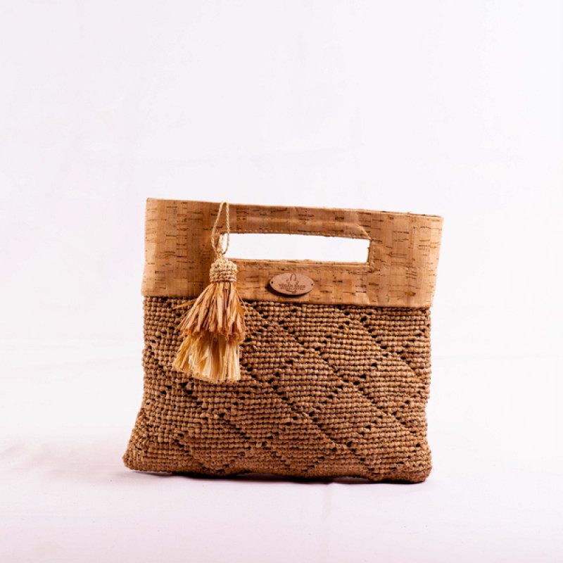 Cindy Handbag -mélange du liège et crochet raphia