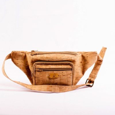 Evana Banana Bag - Cork, Double Closure, Cotton Lining