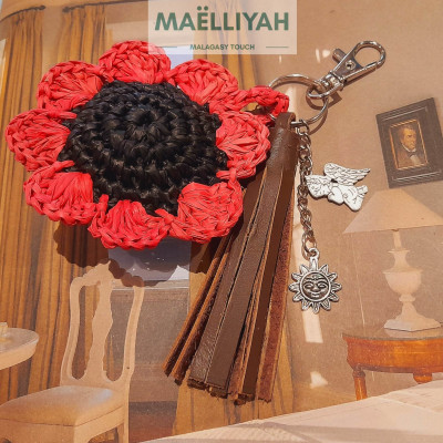 Raffia Bag Jewel & Key Ring "FITIA" by Maëlliyah