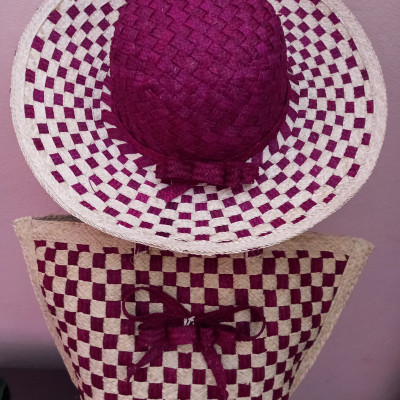 Pink raffia bag with matching bag