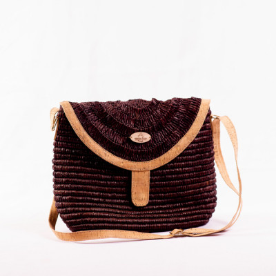 Meva - Sac à Main Bandoulière en Crochet de Raphia et Liège