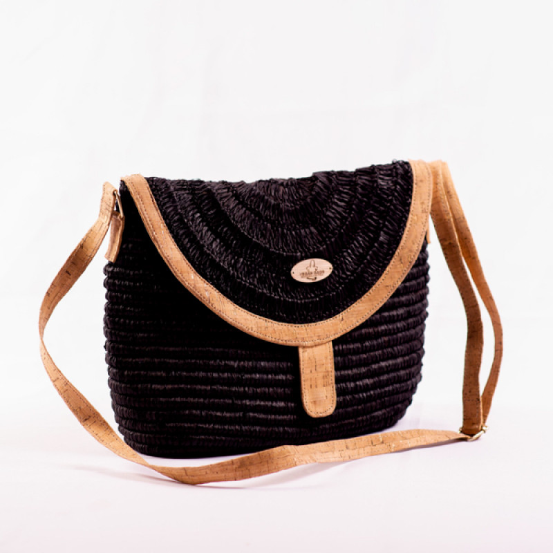 Meva - Sac à Main Bandoulière en Crochet de Raphia et Liège